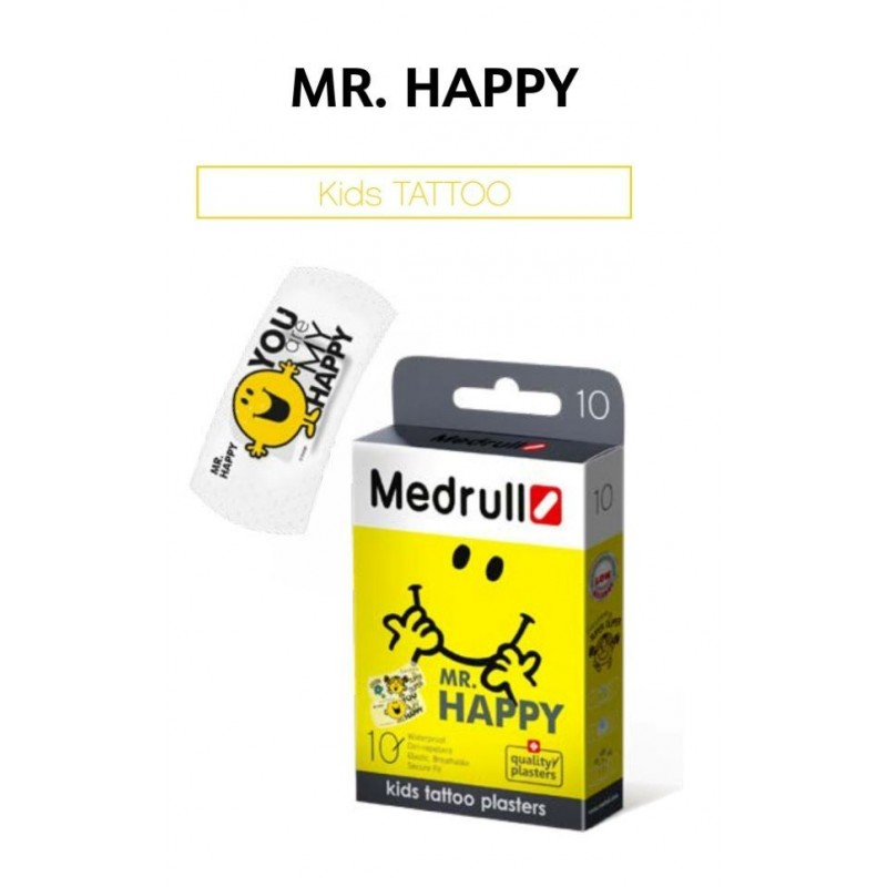 Medrull Mr. Happy Kids Tattoo Plasters Αδιάβροχα Αυτοκόλλητα Επιθέματα 10τμχ Medrull Mr. Happy Kids Tattoo Plasters Αδιάβροχα Αυτοκόλλητα Επιθέματα 10τμχ
