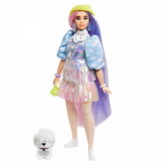 Lalka Barbie Extra Moda Sp dniczka holograficzna Lalka Barbie Extra Moda Sp dniczka holograficzna