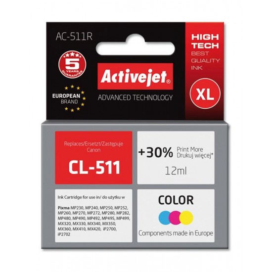 Activejet AC-511R ink for Canon printer Canon CL-511 replacement Premium 12 ml color