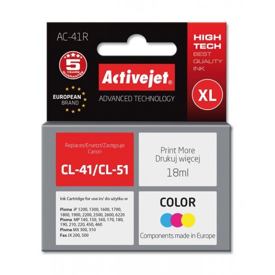 Activejet AC-41R ink for Canon printer Canon CL-41/CL-51 replacement Premium 18 ml color