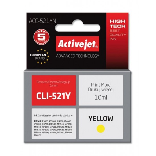 Activejet ink for Canon CLI-521Y