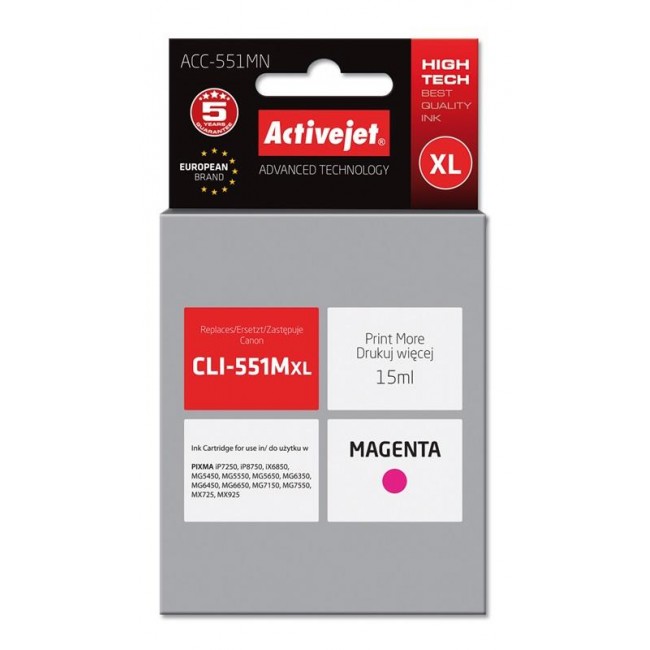 Activejet ACC-551MN ink (replacement for Canon CLI-551M Supreme 15 ml magenta)
