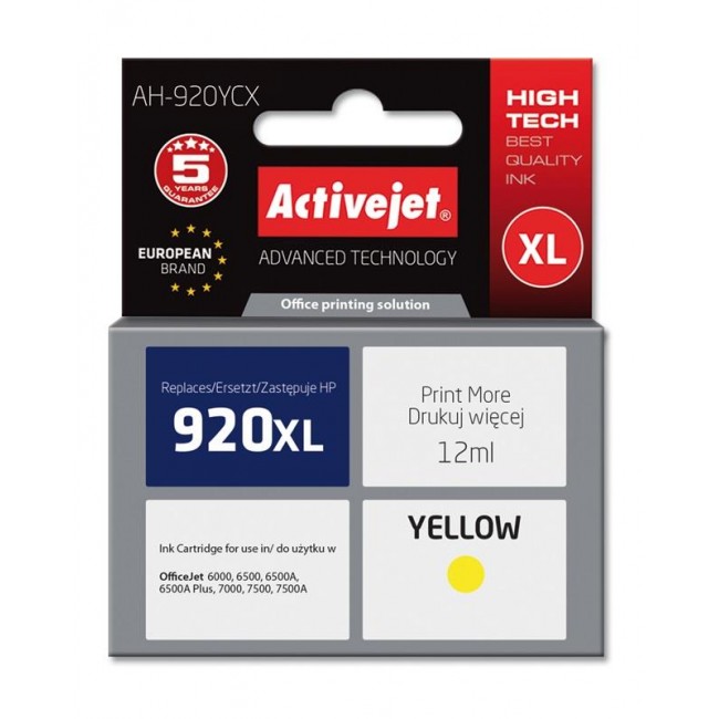 Activejet AH-920YCX Ink Cartridge (replacement for HP 920XL CD974AE Premium 12 ml yellow)