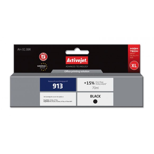 Activejet AH-913BR Ink Cartridge (replacement for HP 913 L0R095AE Premium 70 ml black)