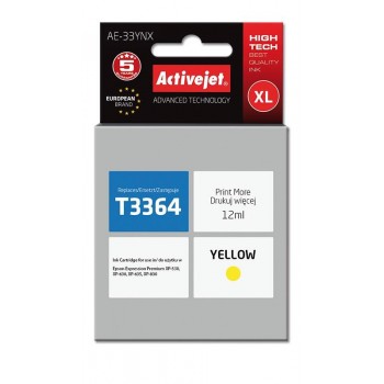 Activejet AE-33YNX Ink Cartridge (replacement for Epson 33XL T3364 Supreme 12 ml yellow)