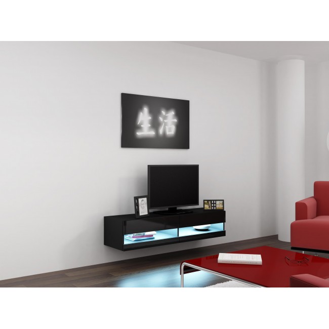 Cama TV stand VIGO NEW 30/140/40 black/black gloss