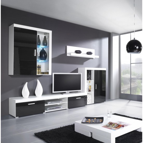 Cama hanging display cabinet SAMBA white/black gloss