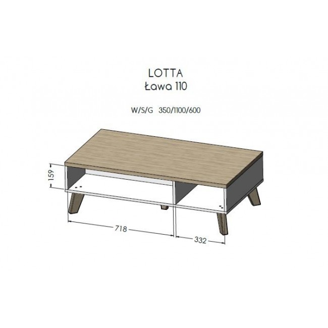 Cama LOTTA 110 coffe table white/sonoma oak