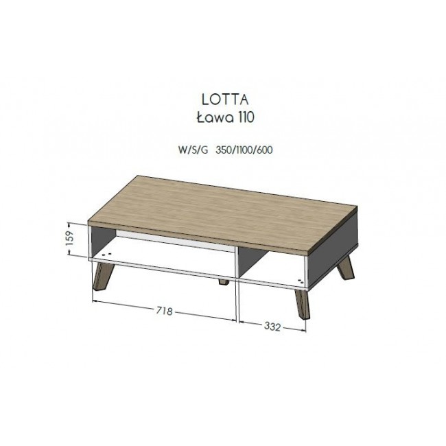 Cama LOTTA 110 coffee table wotan oak/mat black