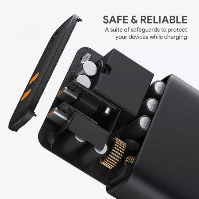 AUKEY PA-D5 GaN mobile device charger Black 2xUSB C Power Delivery 3.0 63W 6A Dynamic Detect