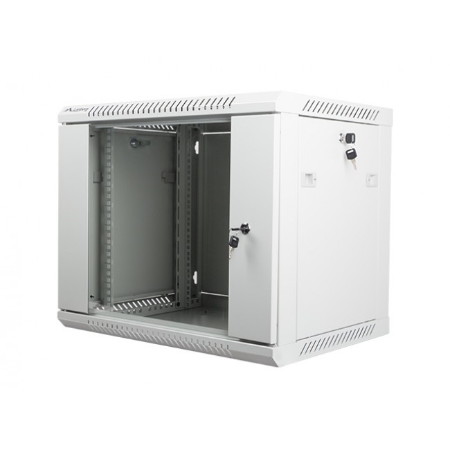 Lanberg wall-mounted installation rack cabinet 19'' 9U 600x450mm gray (glass door)