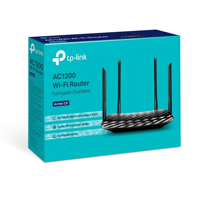 TP-Link ARCHER C6 V4.0 wireless router Gigabit Ethernet Dual-band (2.4 GHz / 5 GHz) Black