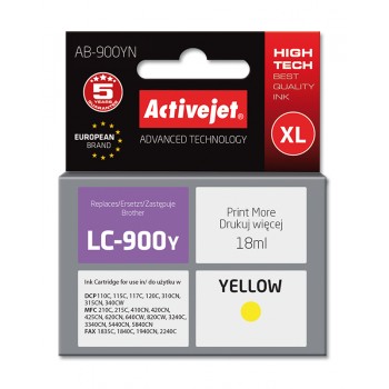 Activejet AB-900YN Ink Cartridge (replacement for Brother LC900Y Supreme 17.5 ml yellow)