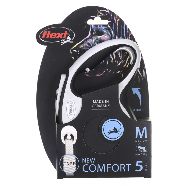 Flexi New Comfort M Tape 5 m Black Dog Retractable lead