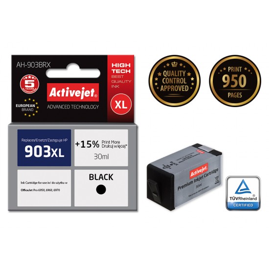 Activejet AH-903BRX ink for HP printer HP 903XL T6M15AE replacement Premium 30 ml black