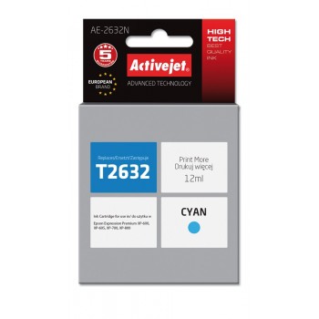 Activejet AE-2632N Ink cartridge (replacement for Epson 26 T2632 Supreme 12 ml cyan)