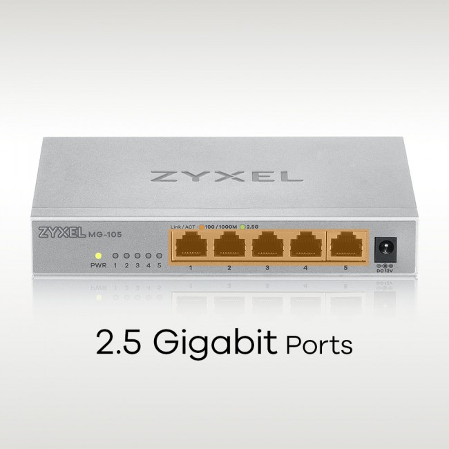 Zyxel MG-105 Unmanaged 2.5G Ethernet (100/1000/2500) Steel