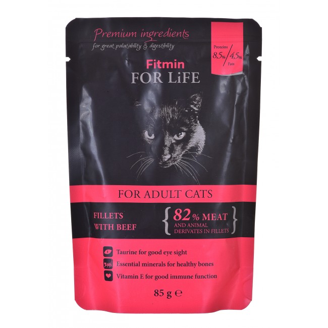 FITMIN For Life Adult Beef- wet cat food - 85 g