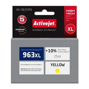 Activejet AH-963YRX Ink (replacement for HP 963XL 3JA29AE Premium 1760 pages 25 ml, yellow)