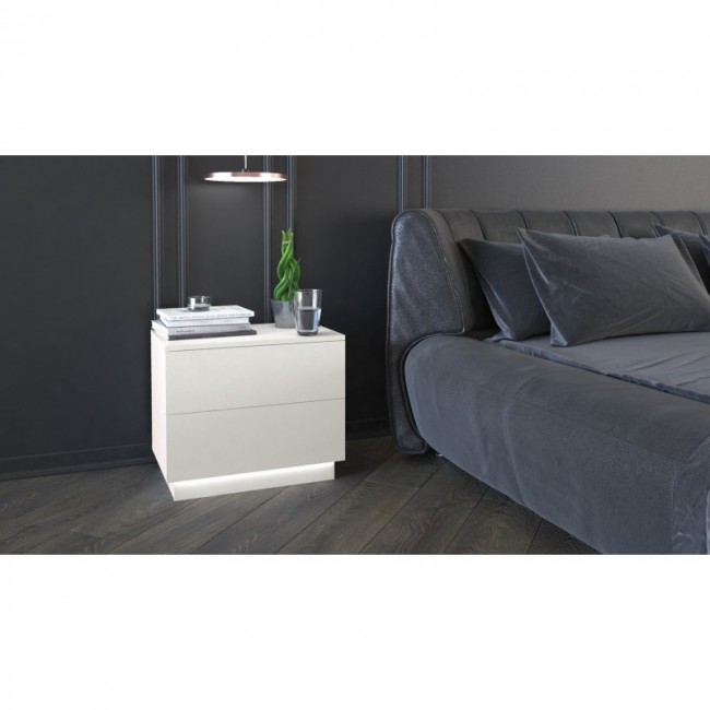Topeshop S2 BIEL nightstand/bedside table 2 drawer(s) White