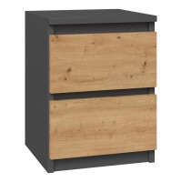 Topeshop M2 ANTRACYT/ARTISAN nightstand/bedside table 2 drawer(s) Anthracite, Oak, Wood