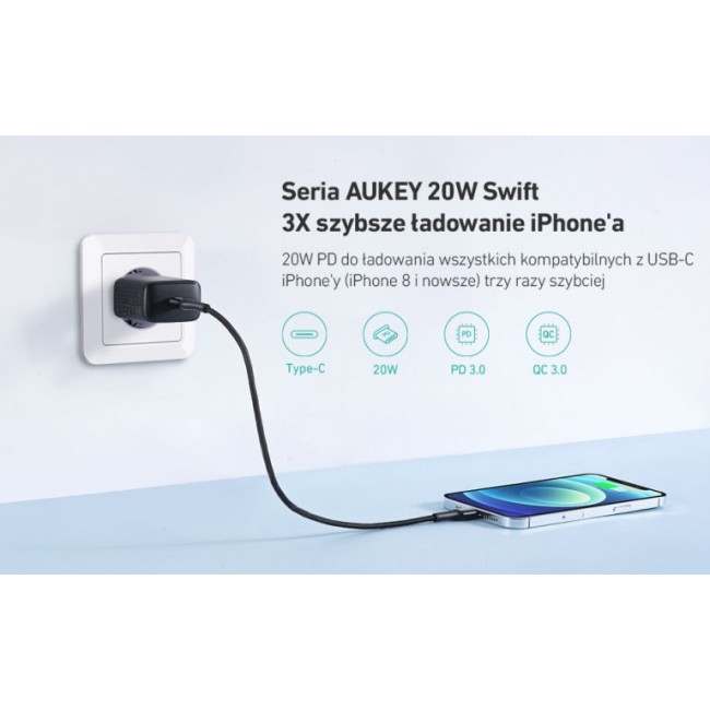 AUEKY PA-R1 Swift Wall charger 1x USB-C Power Delivery 3.0 20W