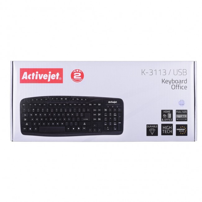 Activejet K-3113 Keyboard wired membrane (USB 2.0 (US) black) 432 x 174 x 24 mm