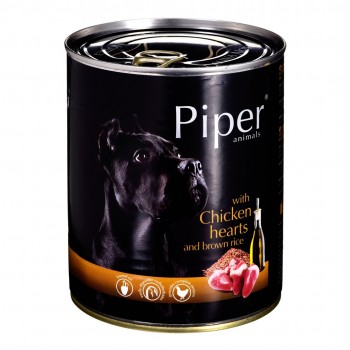 Dolina Noteci Piper Animals with chicken hearts and rice - wet dog food - 800g