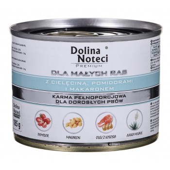 DOLINA NOTECI Premium with veal, tomatoes and pasta - wet dog food for adult small breeds - 185g