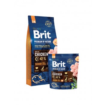 BRIT Premium by Nature Senior Small&Medium Chicken - dry dog food - 15 kg