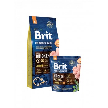 BRIT Premium by Nature Junior M Chicken - dry dog food - 3 kg