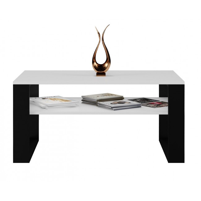 Topeshop MODERN 1P WHITE BLACK coffee/side/end table Coffee table Rectangular shape 2 leg(s)
