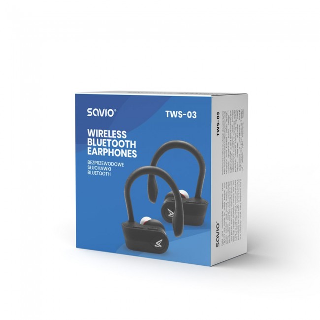Savio TWS-03 Wireless Bluetooth Earphones, Black