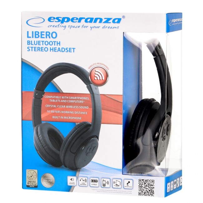 Esperanza EH163K Headphones with microphone Headband Black