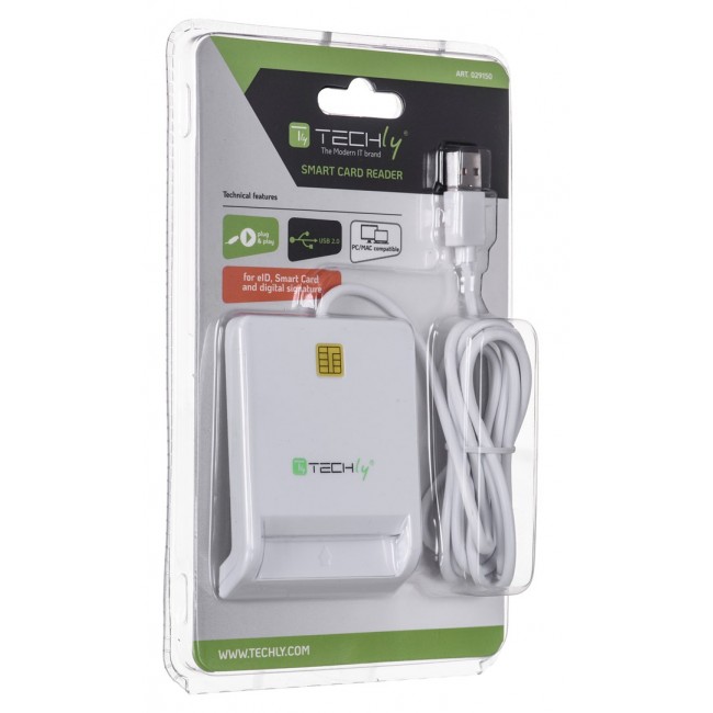 Techly Compact /Writer USB2.0 White I-CARD CAM-USB2TY smart card reader Indoor