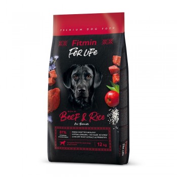 FITMIN Dog for life Beef & Rice - dry dog food - 12 kg