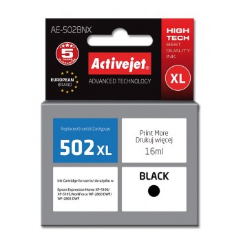 Activejet AE-502BNX ink (replacement for Epson 502XL W14010 Supreme 16 ml black)