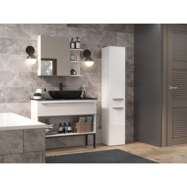 Bathroom cabinet NEL IV 31x30x174 cm, white, glossy