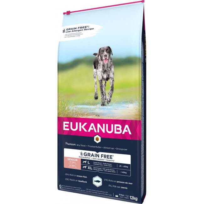 EUKANUBA Grain Free Senior large/giant breed, Ocean fish - dry dog food - 12 kg