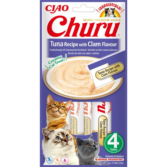 INABA Churu Tuna with clam flavour - cat treats - 4x14 g