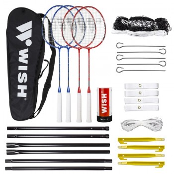 Wish Alumtec badminton racket set 4 rackets + 3 ailerons + net + lines