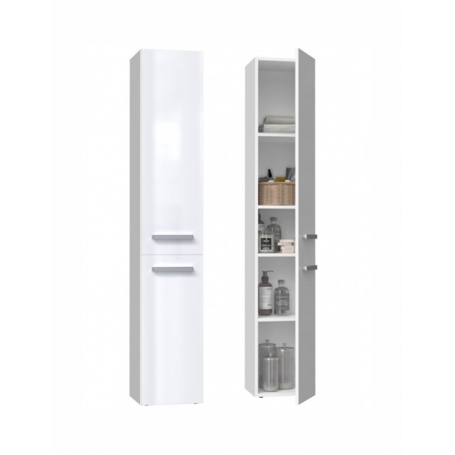 Bathroom cabinet NEL II 31x30x174 cm, white, glossy