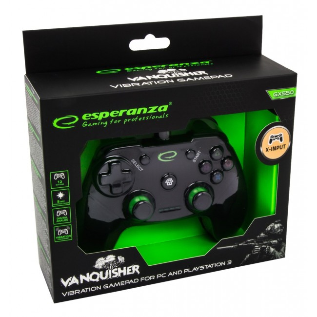 Esperanza EGG110K Gaming Controller Gamepad PC,Playstation 3 Analogue / Digital USB 2.0 Black