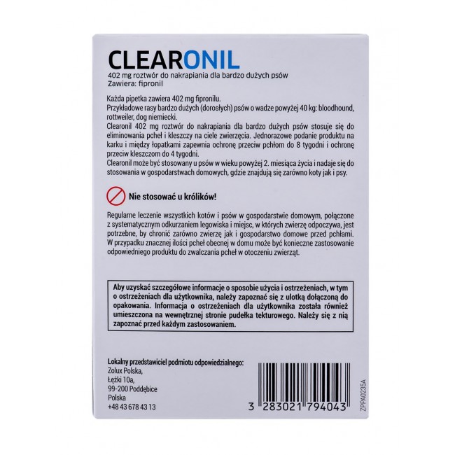 FRANCODEX Clearonil Large breed - anti-parasite drops for dogs - 3 x 402 mg