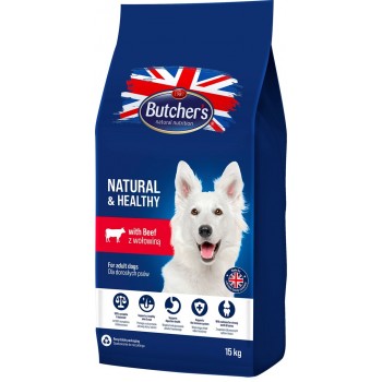 BUTCHER'S Natural&Healthy with beef - dry dog food - 15 kg