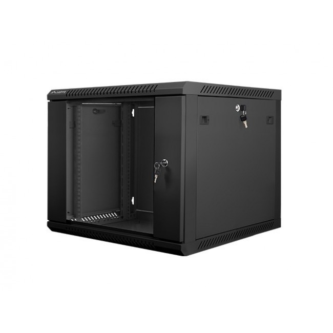Lanberg wall-mounted installation rack cabinet 19'' 9U 600x600mm black (glass door)