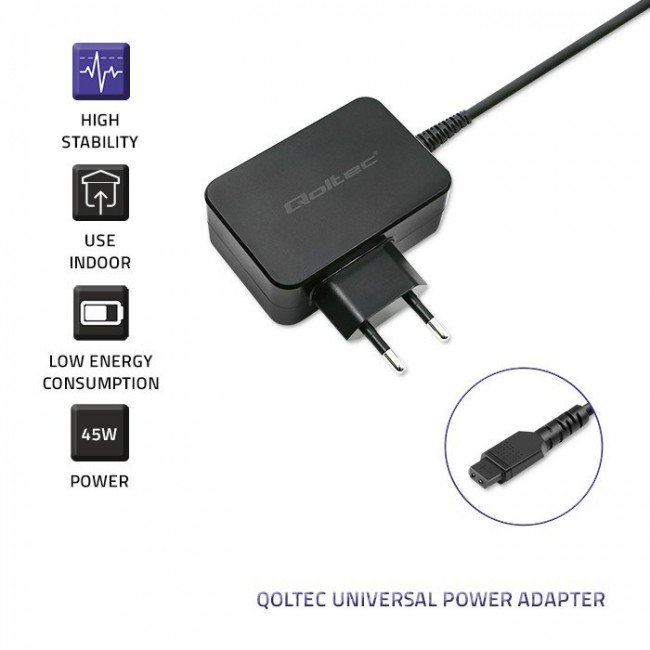 Qoltec 51025 power adapter/inverter Indoor Black