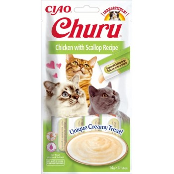 INABA Churu Chicken with Scallop Recipe - cat treats - 4x14 g