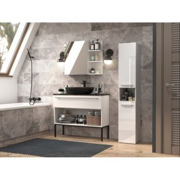 Bathroom cabinet NEL I 31x30x174 cm, white, glossy