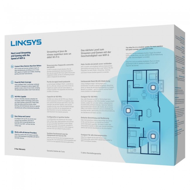 Linksys AX5400 Whole Home Mesh WiFi 6 Dual Band System, 2-pack
